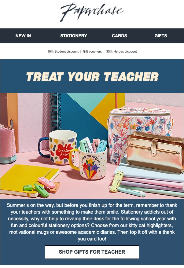 Paperchase teacher newsletter example