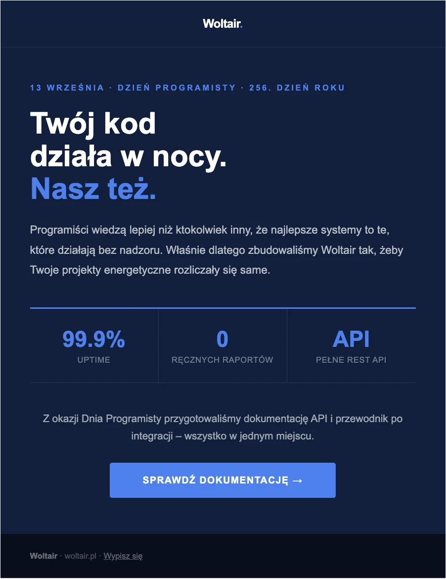 Przykład newslettera dla branży tech