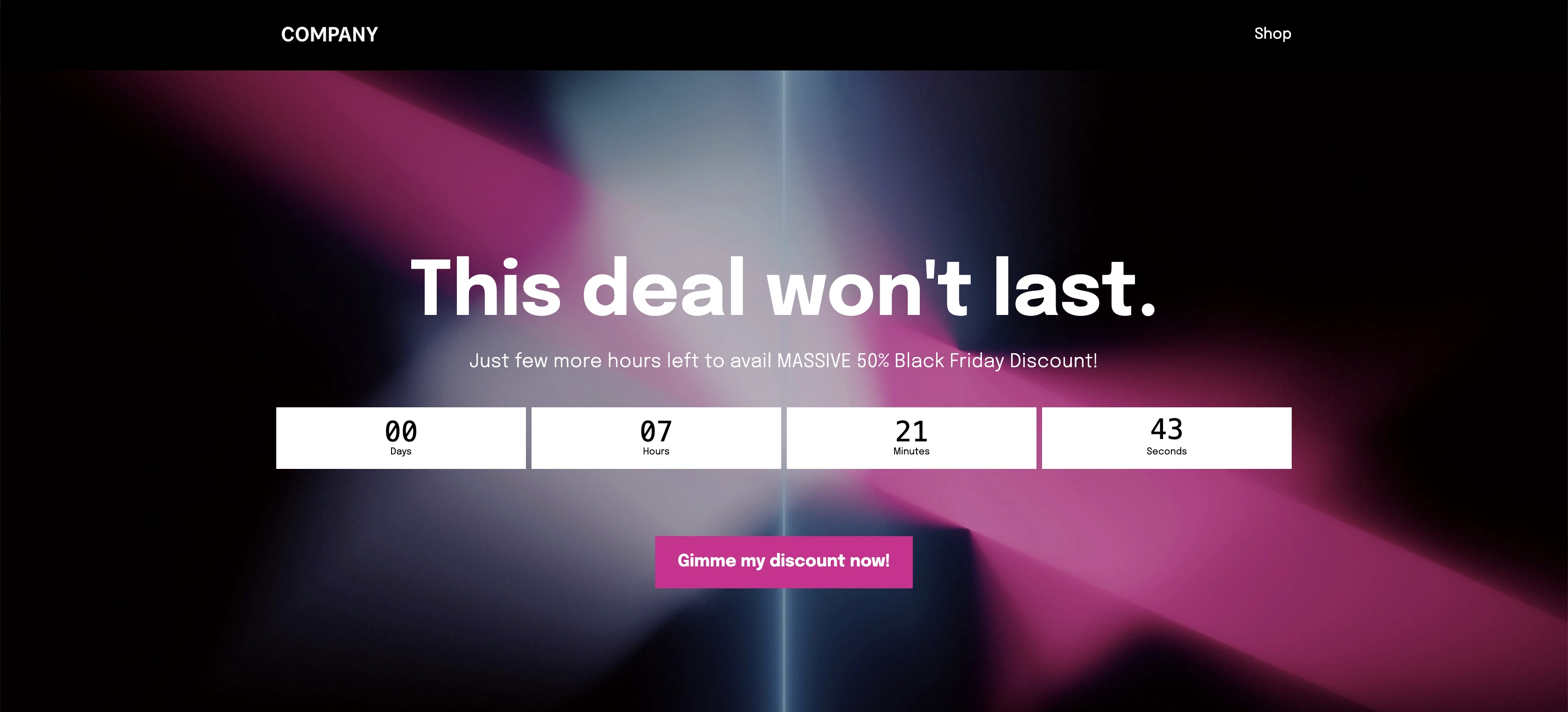 A simple website with a countdown timer
