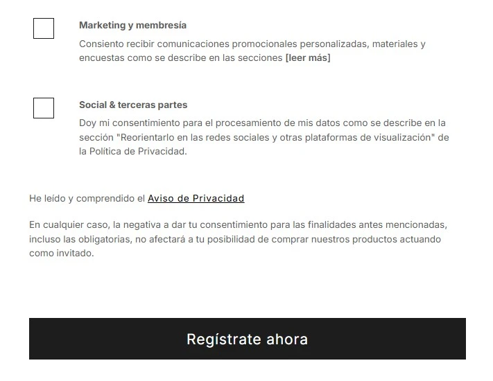 Ejemplo de formulario de suscripción con múltiples propósitos de TechCrunch