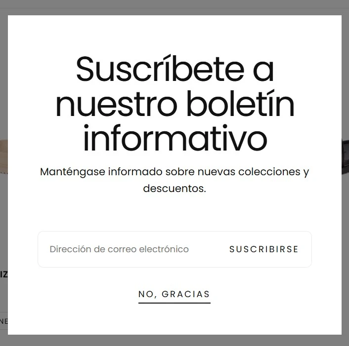Ejemplo de formulario de suscripción de un solo propósito de Primeshoes