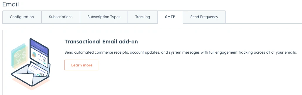 Transactional email add-on on HubSpot