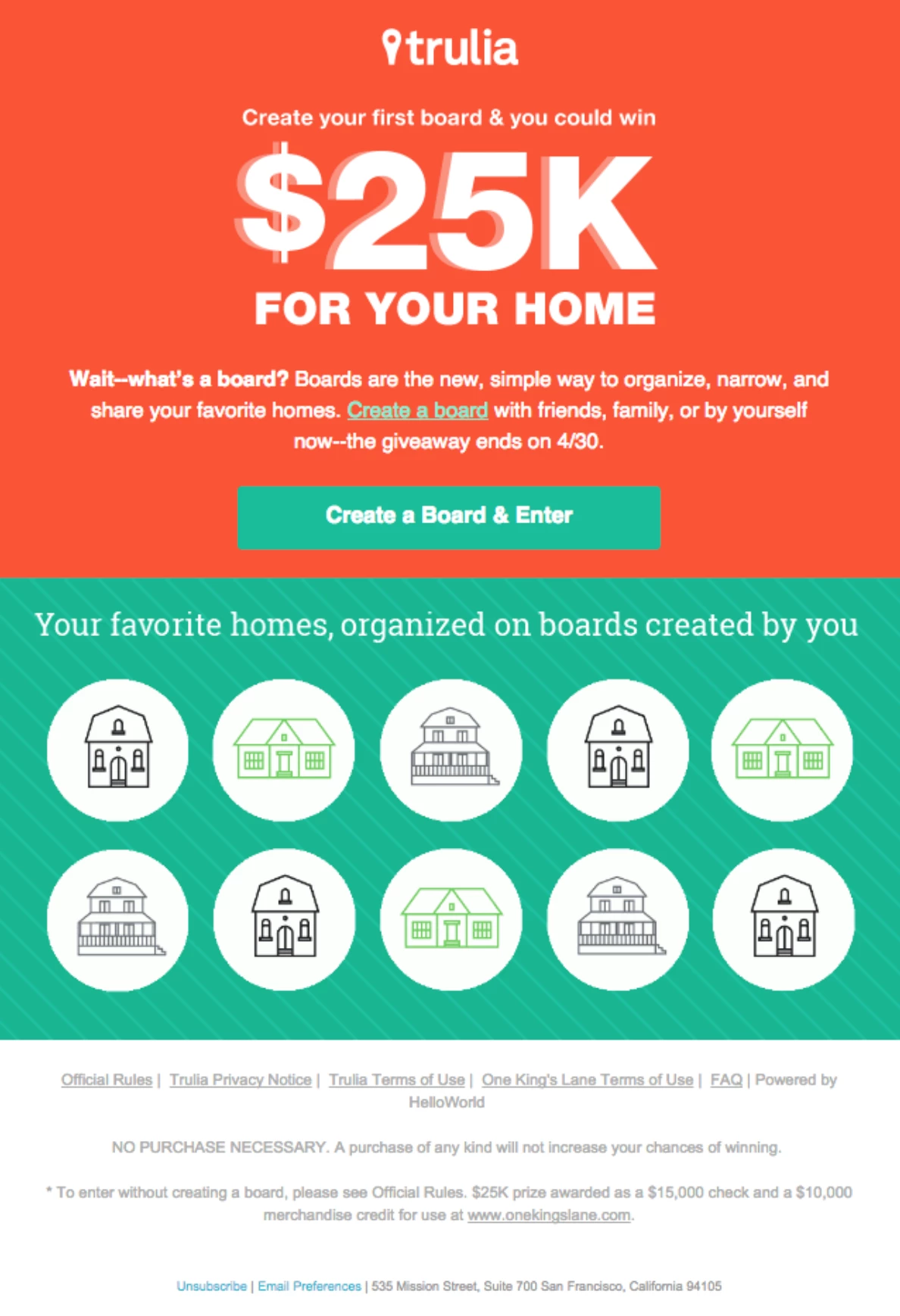 Trulia competition real estate email example giveaway