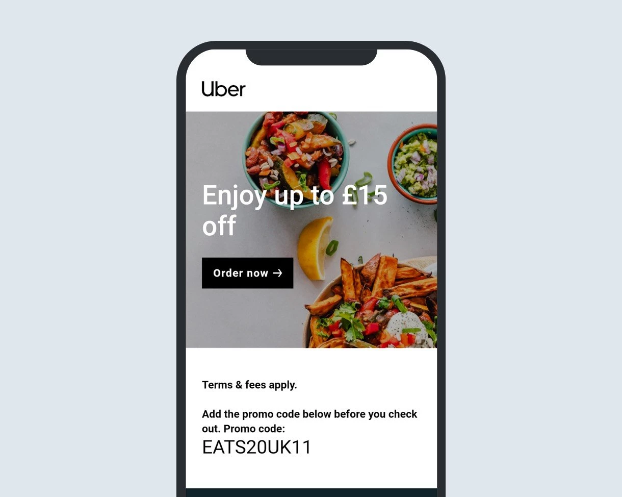 Email coupon example from Uber