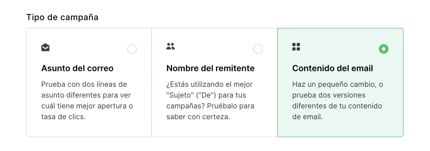 Prueba a/b del contenido del email