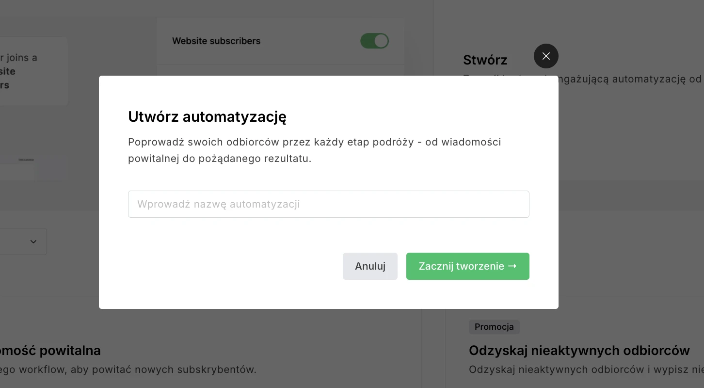 Seria powitalna krok pierwszy - MailerLite