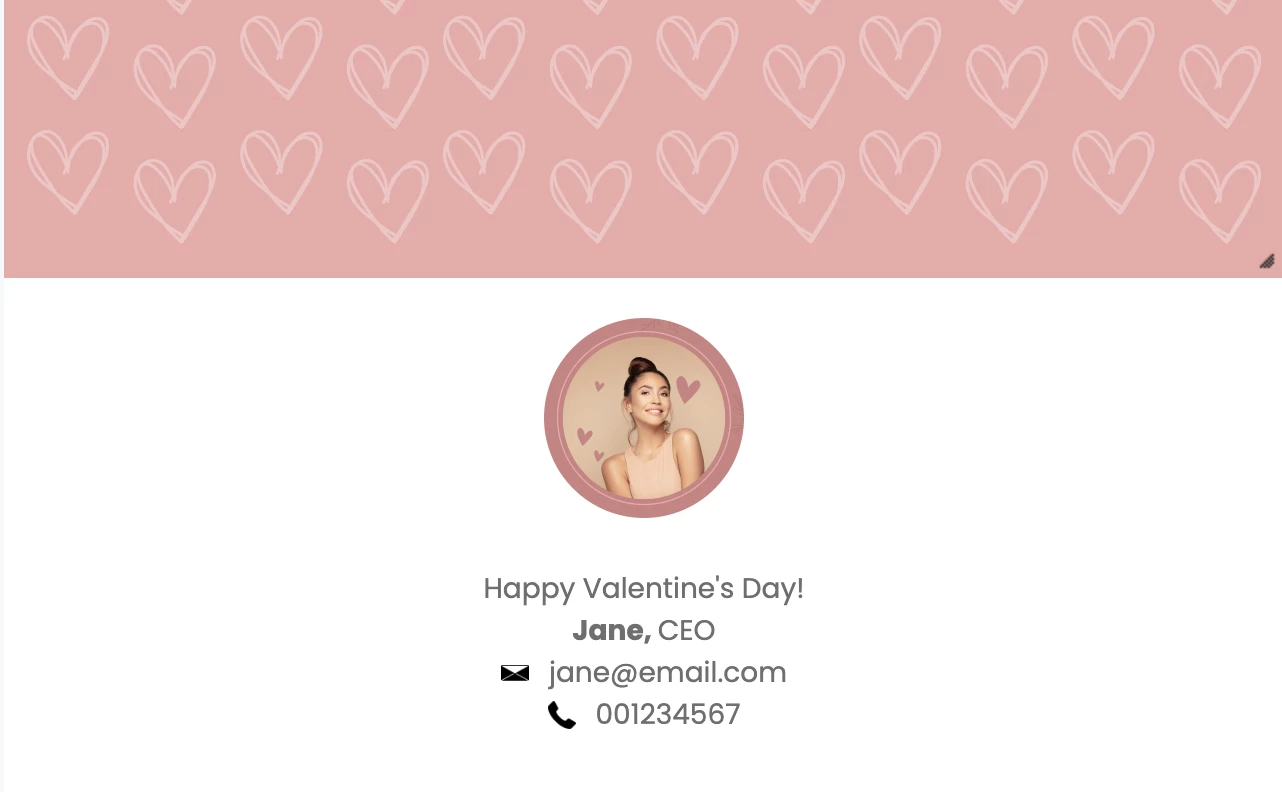 Valentine's Day email signature example