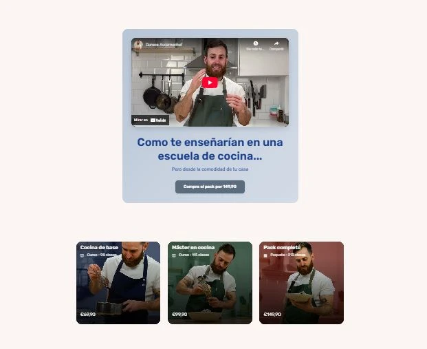 ejemplo de curso de cocina en Youtube