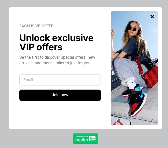 VIP coupon email template from MailerLite