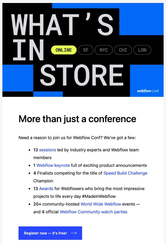 Webflow event email