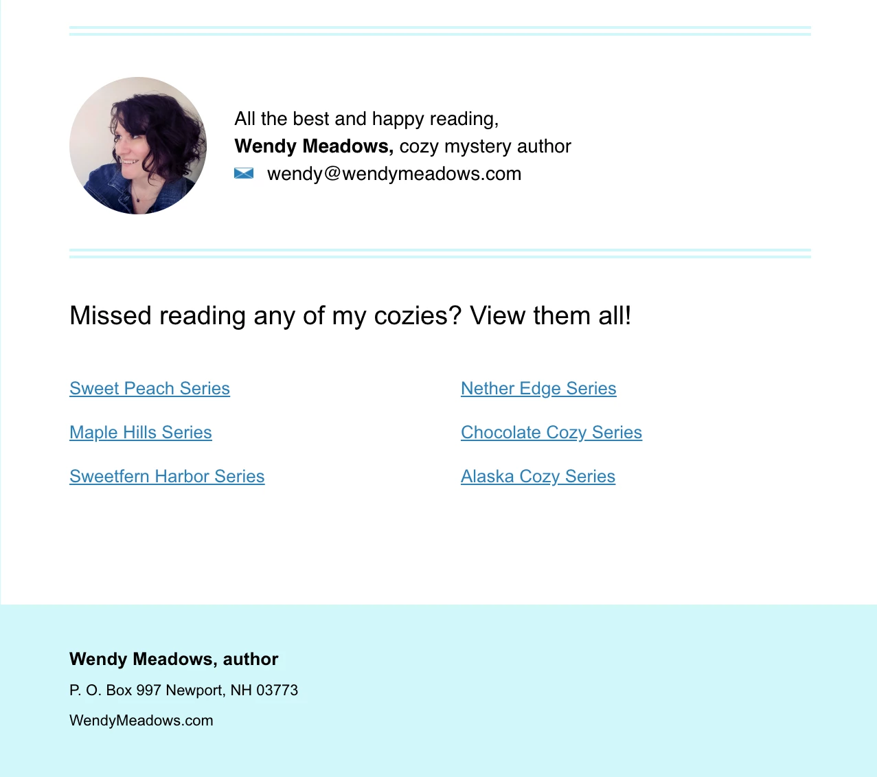 author email signature with dividers and ctas