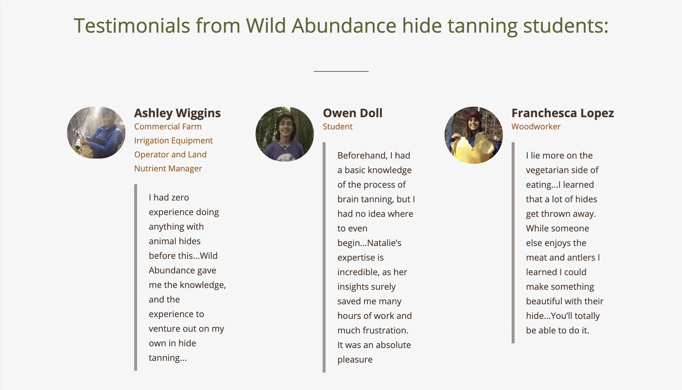 Landing page example with testimonials - Wild abundance
