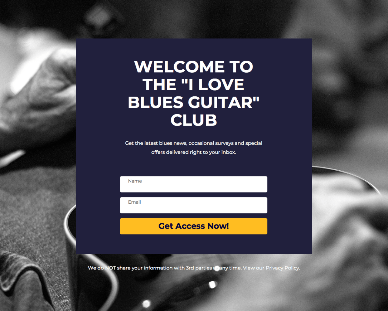 I Love Blues Guitar example - Made with MailerLite