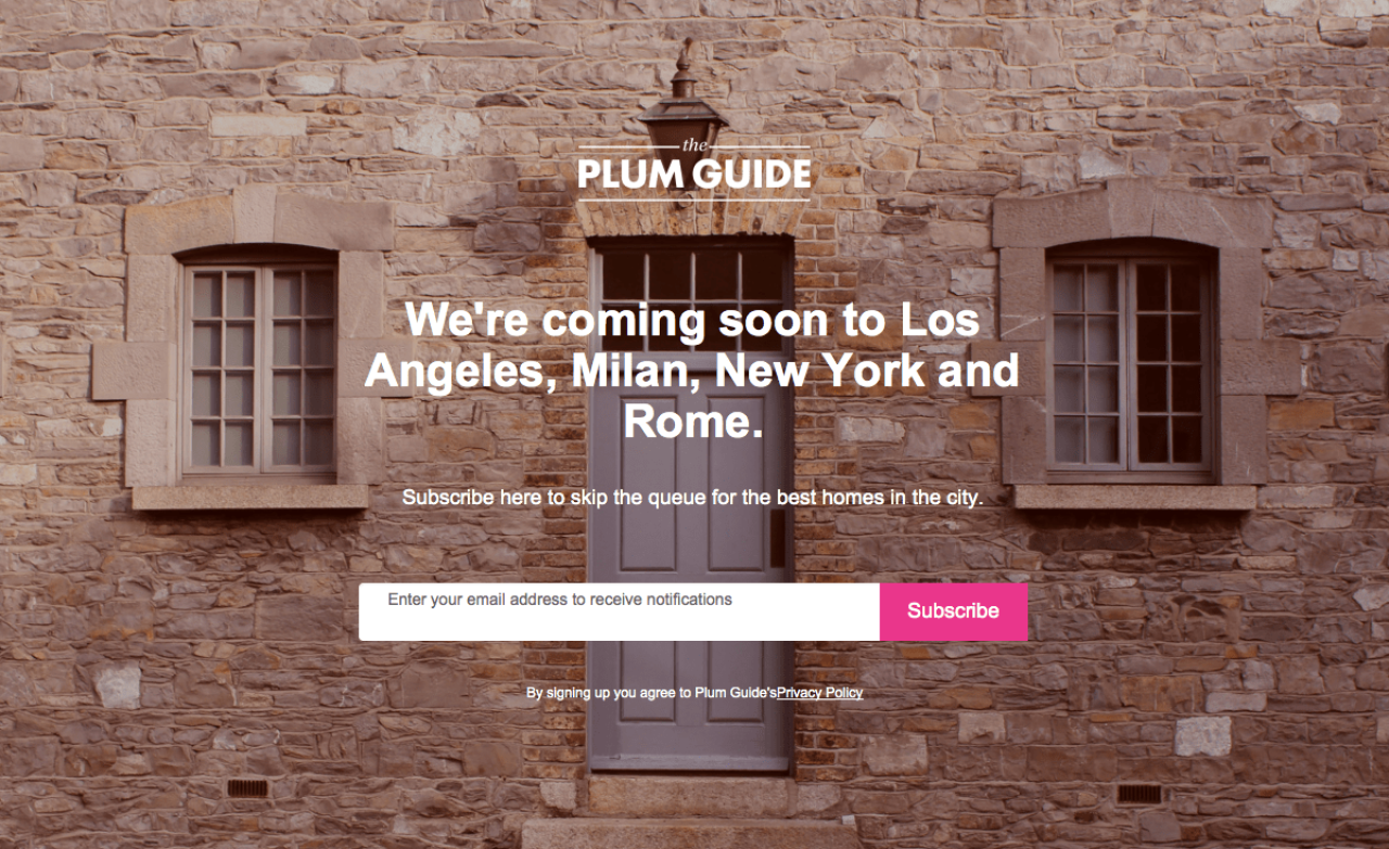 The Plum Guide example - Made with MailerLite
