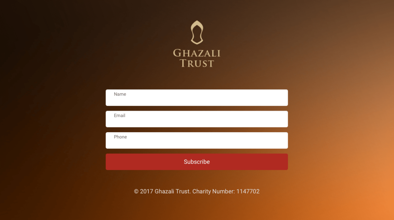 Ghazali Trust example - Made with MailerLite