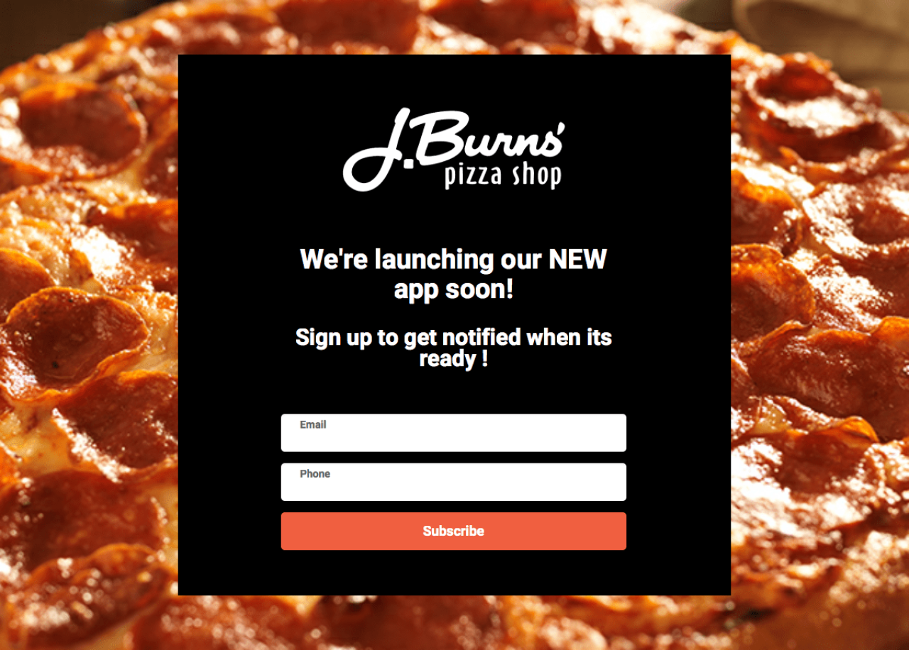 J Burns Pizza example - Made with MailerLite