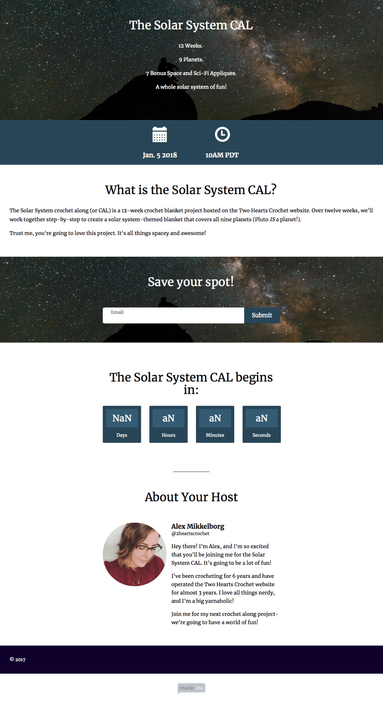 Solar System CAL example - Made with MailerLite