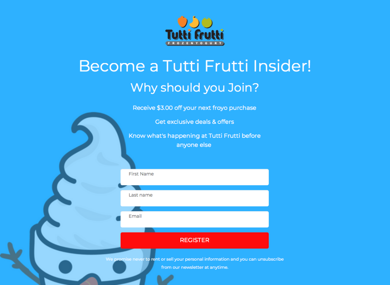 Tutti Frutti Regina example - Made with MailerLite