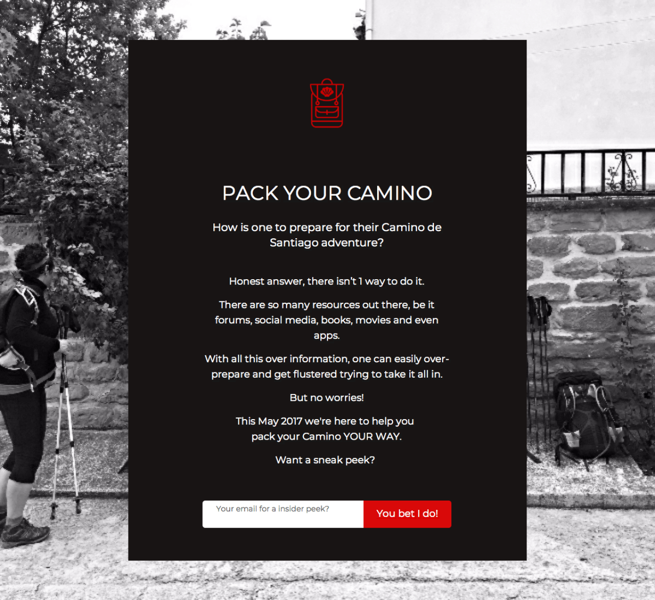 Pack Your Camino example - Made with MailerLite