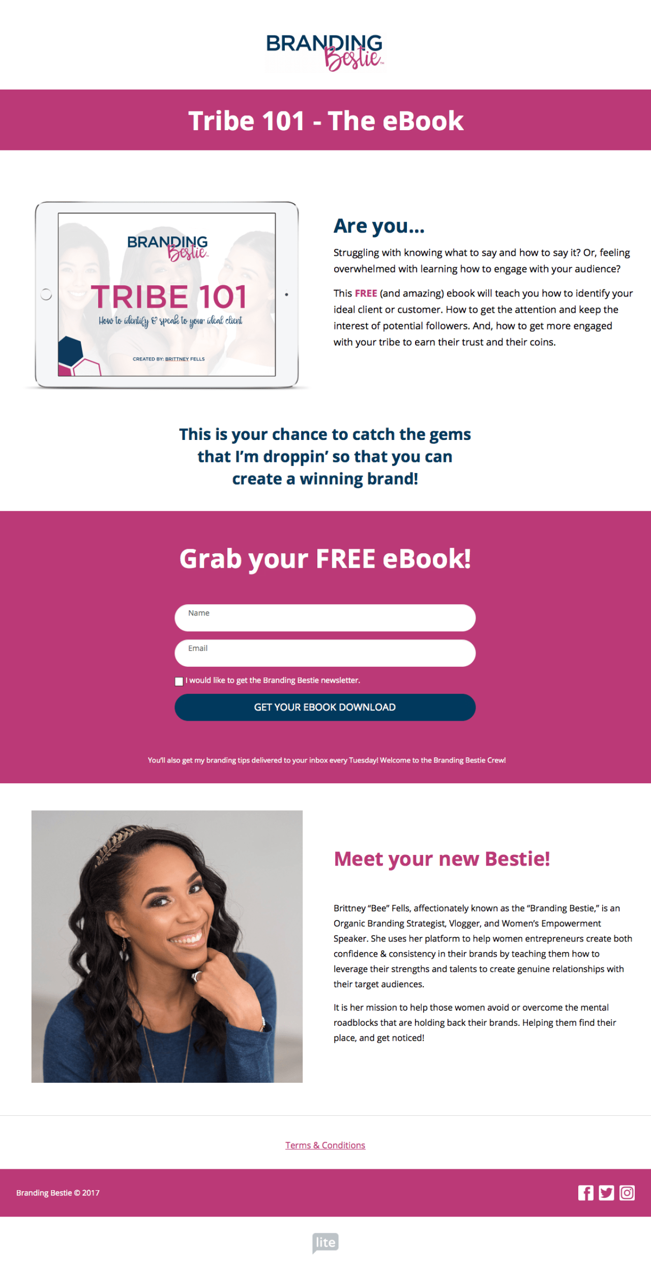 Branding Bestie example - Made with MailerLite