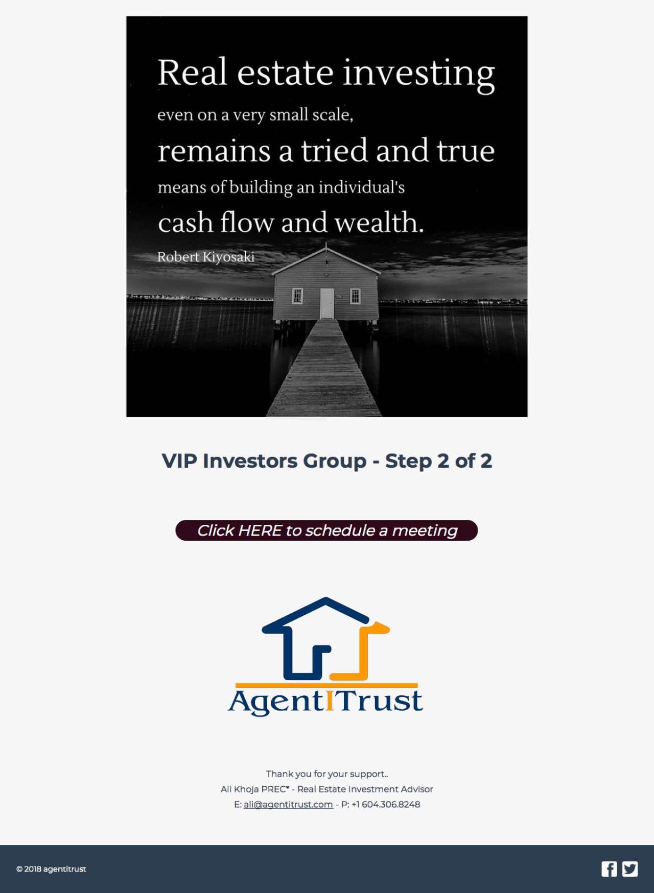 Ali Khoja PREC* - VIP Investors Group - Step 2 of 2 example - Made with MailerLite
