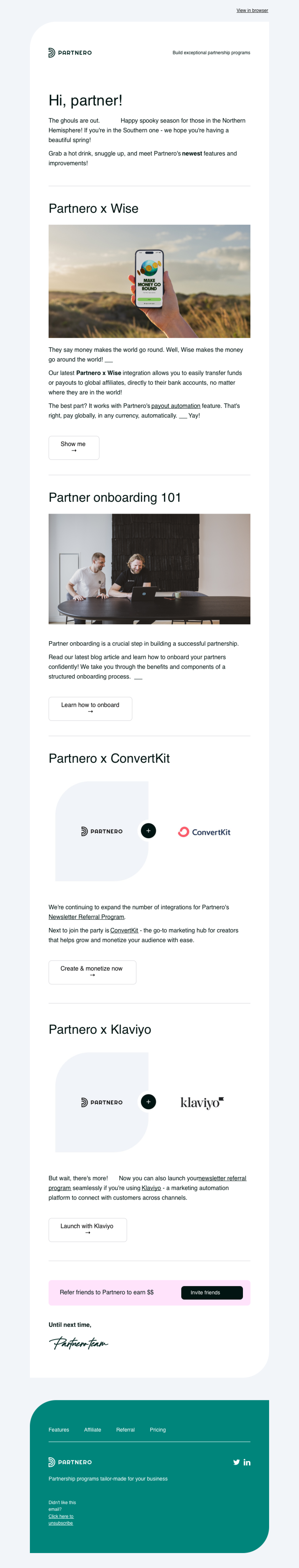 Partnero example - Made with MailerLite