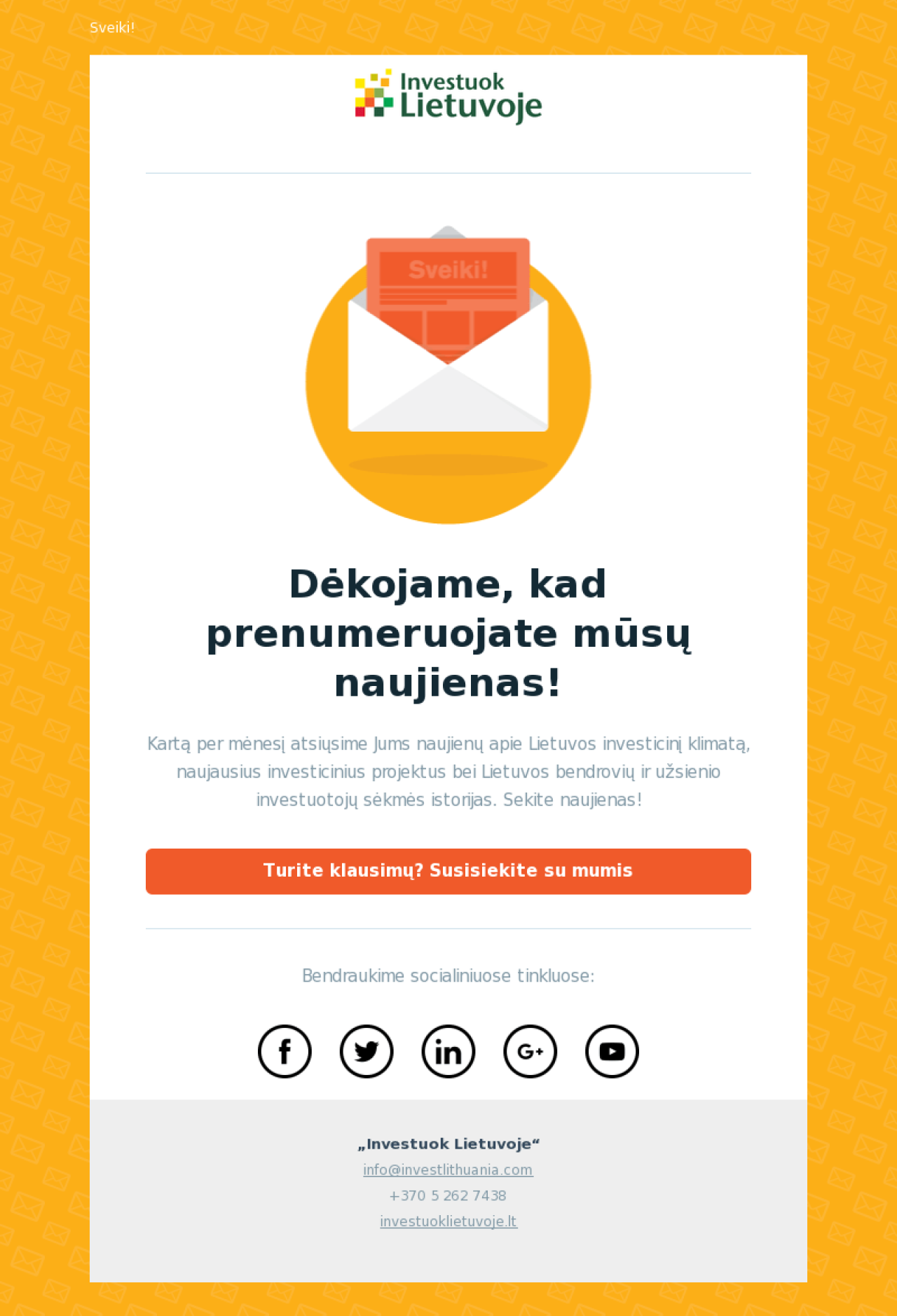 Investuok Lietuvoje example - Made with MailerLite