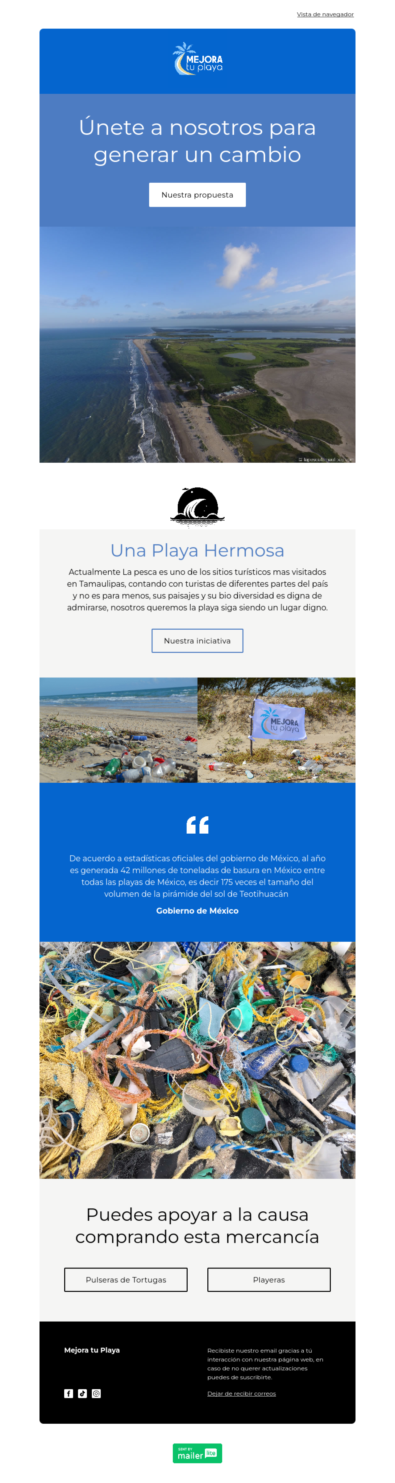 Mejora tu playa ejemplo - Diseño de MailerLite