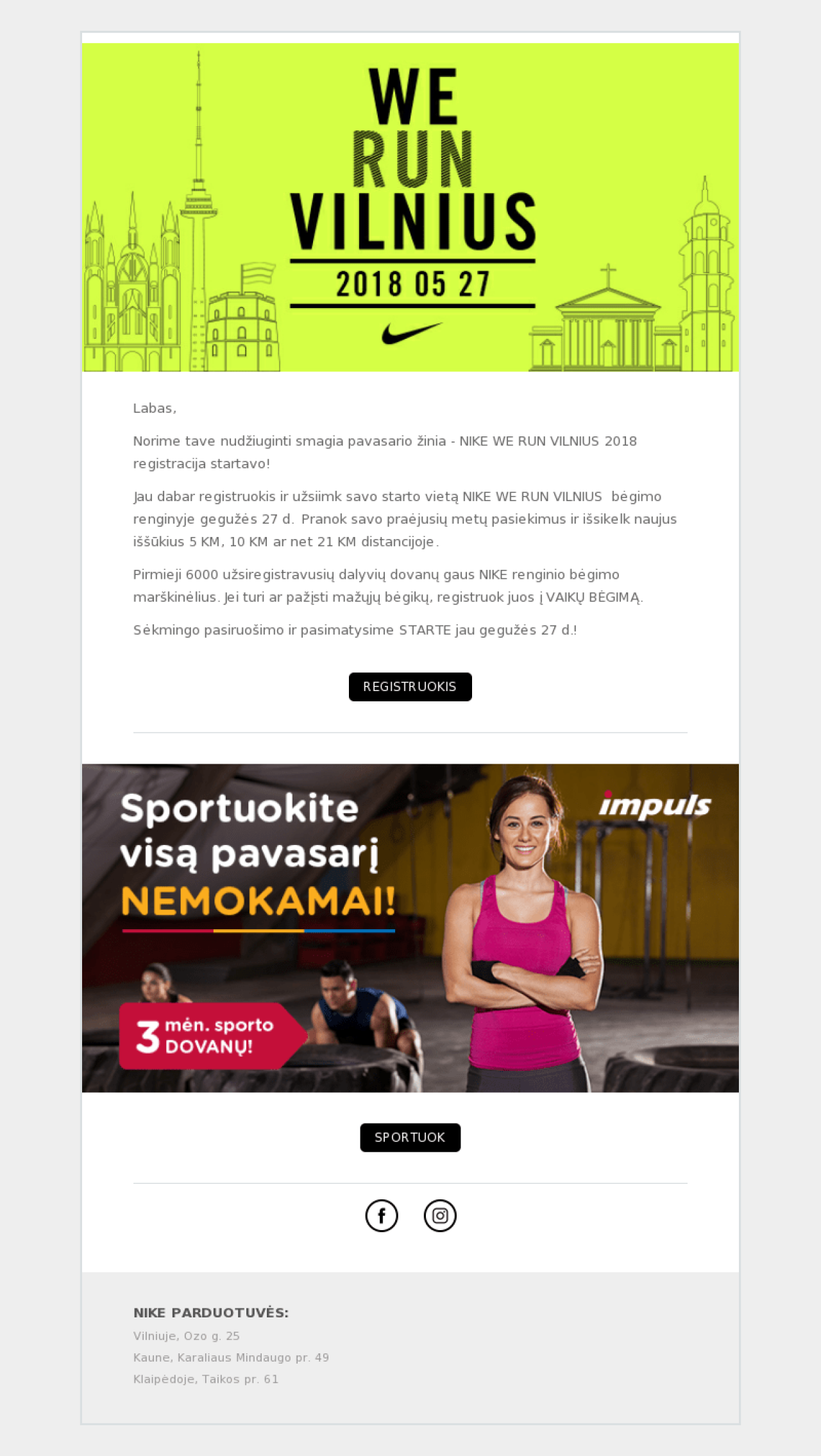We Run Vilnius ejemplo - Diseño de MailerLite
