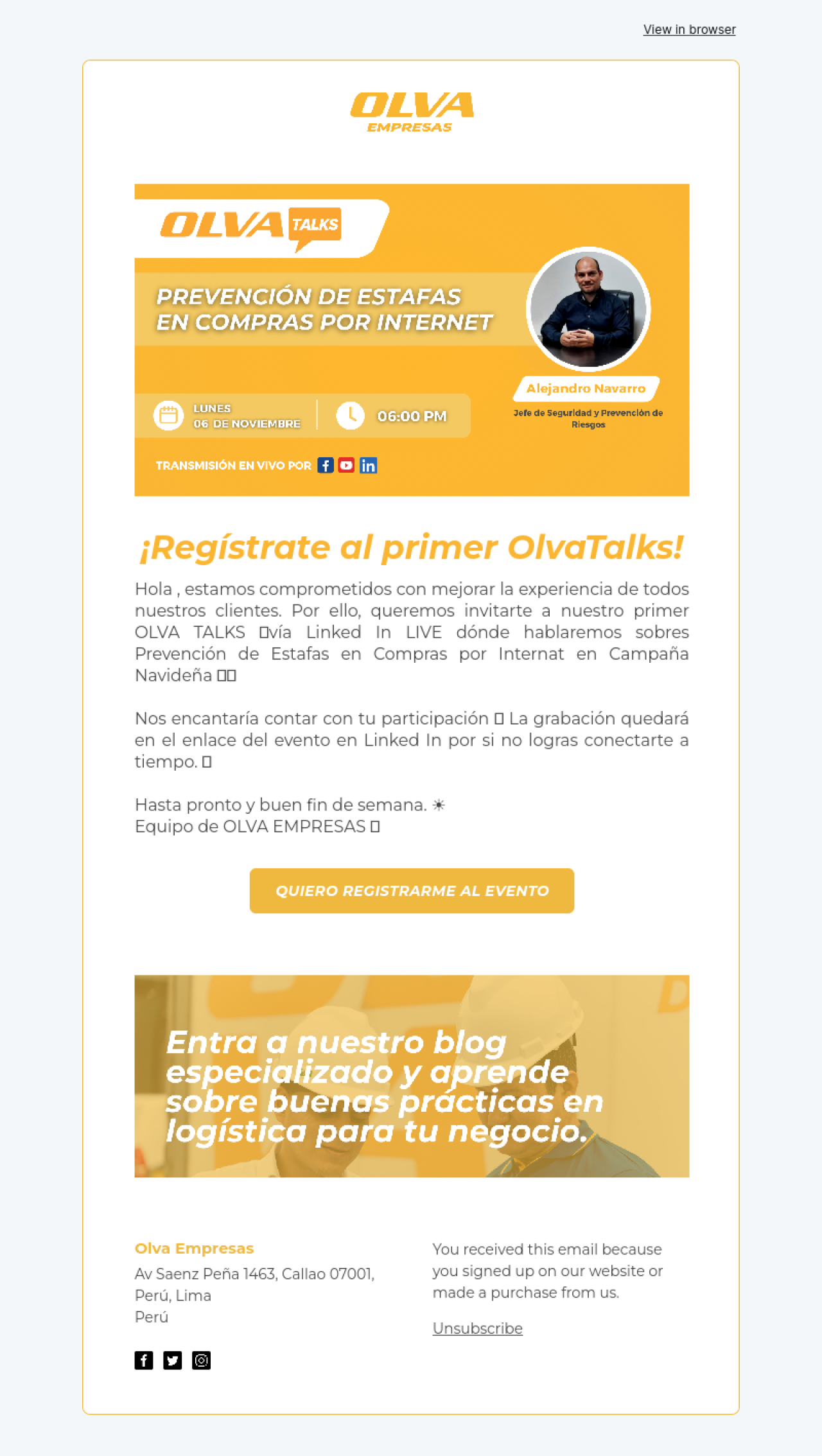 Olva empresas ejemplo - Diseño de MailerLite