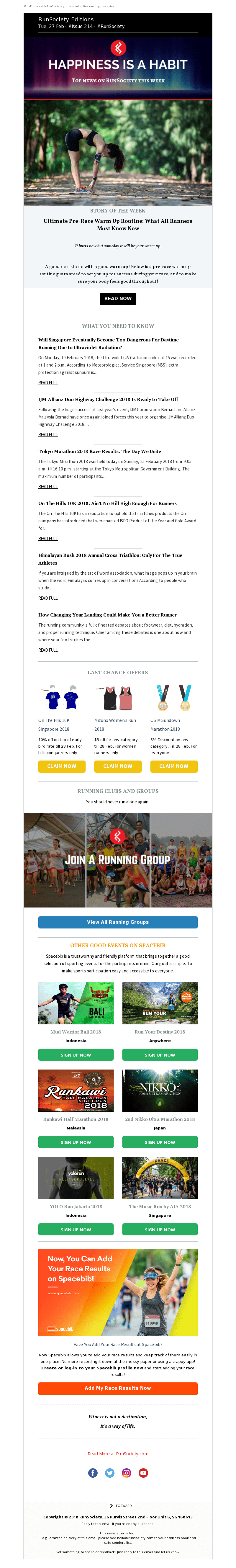 RunSociety example - Made with MailerLite