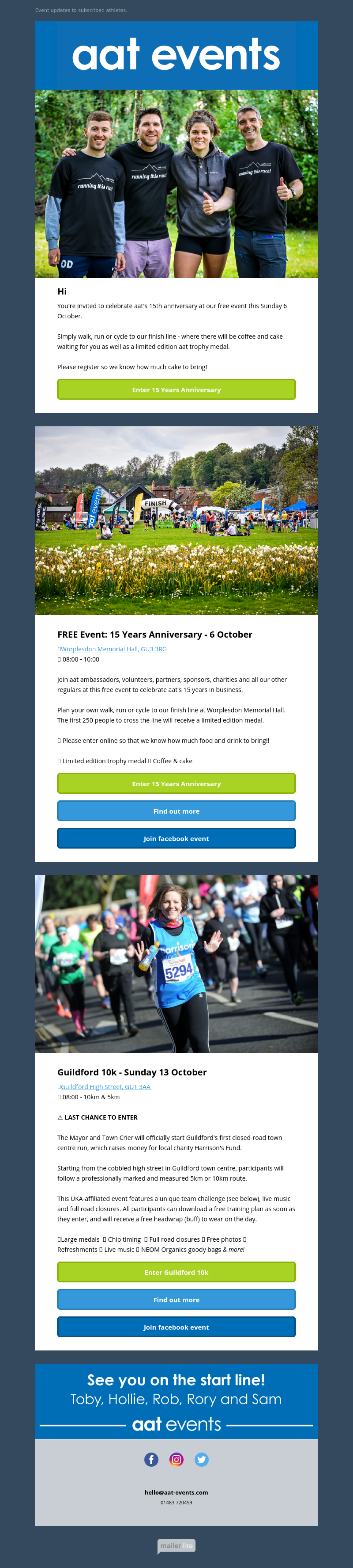 aat-events anniversary example - Made with MailerLite