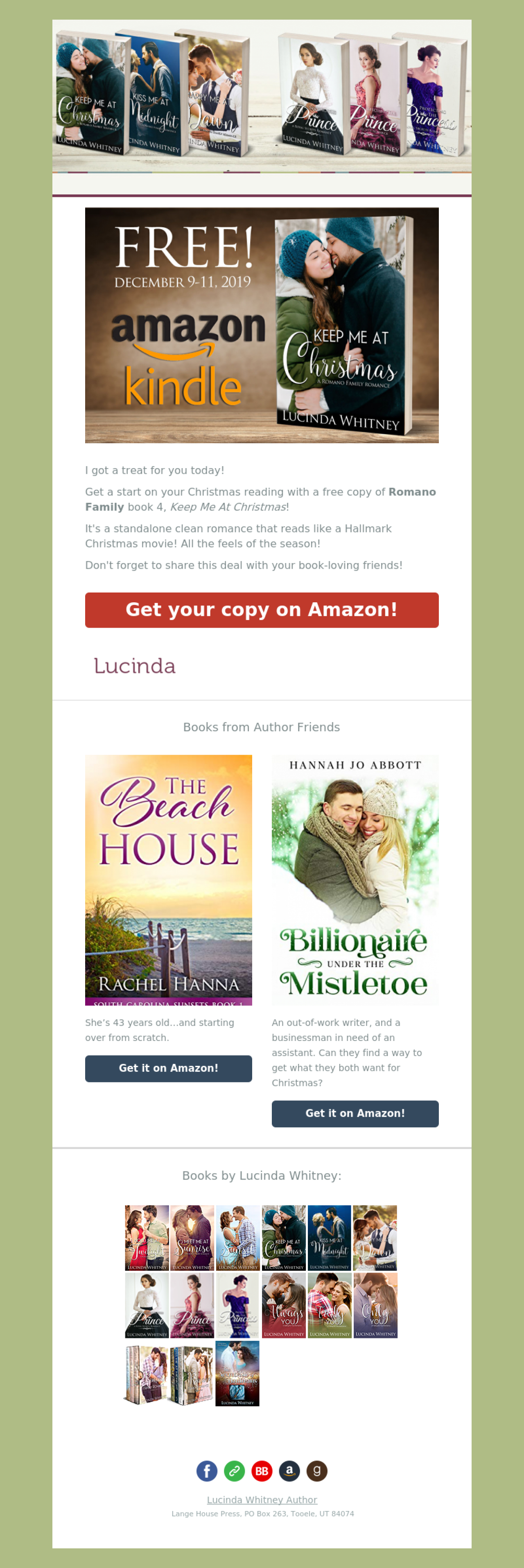 Lucinda Whitney Author example - Made with MailerLite