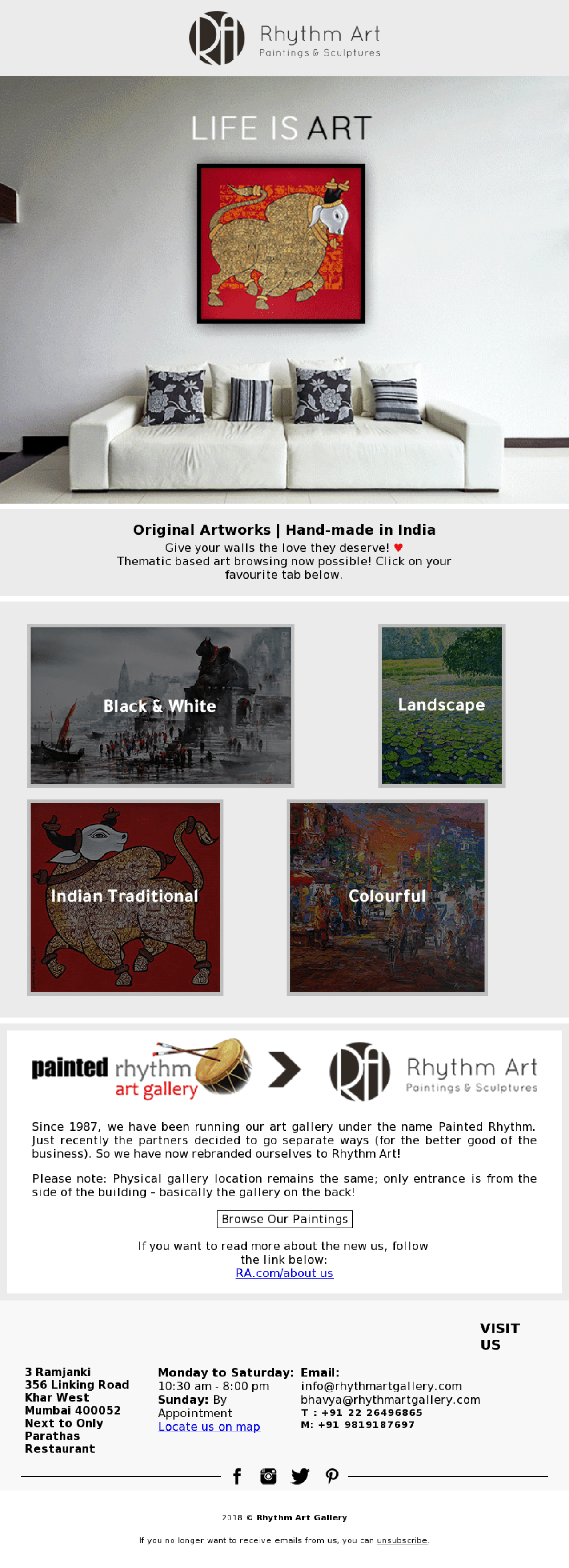 Rhythm Art Gallery example - Made with MailerLite