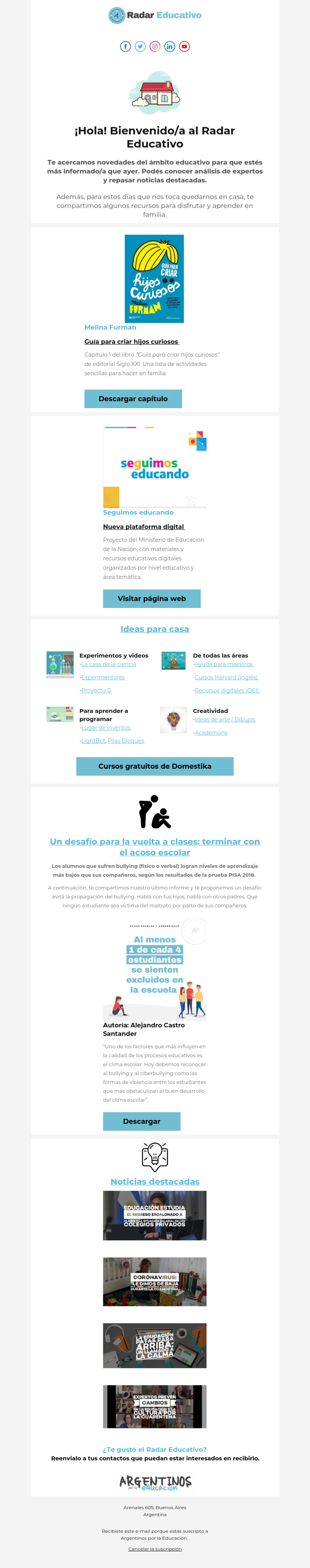 Argentinos por la Educacion example - Made with MailerLite