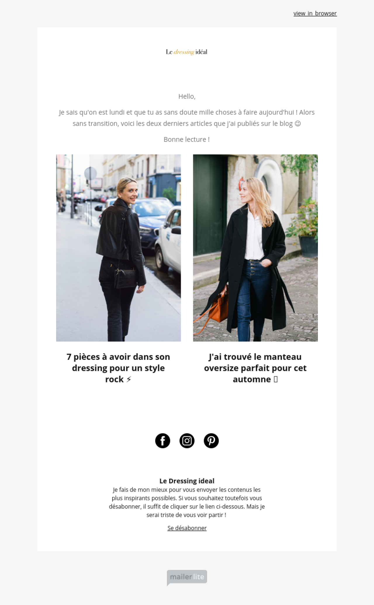 Le Dressing ideal example - Made with MailerLite