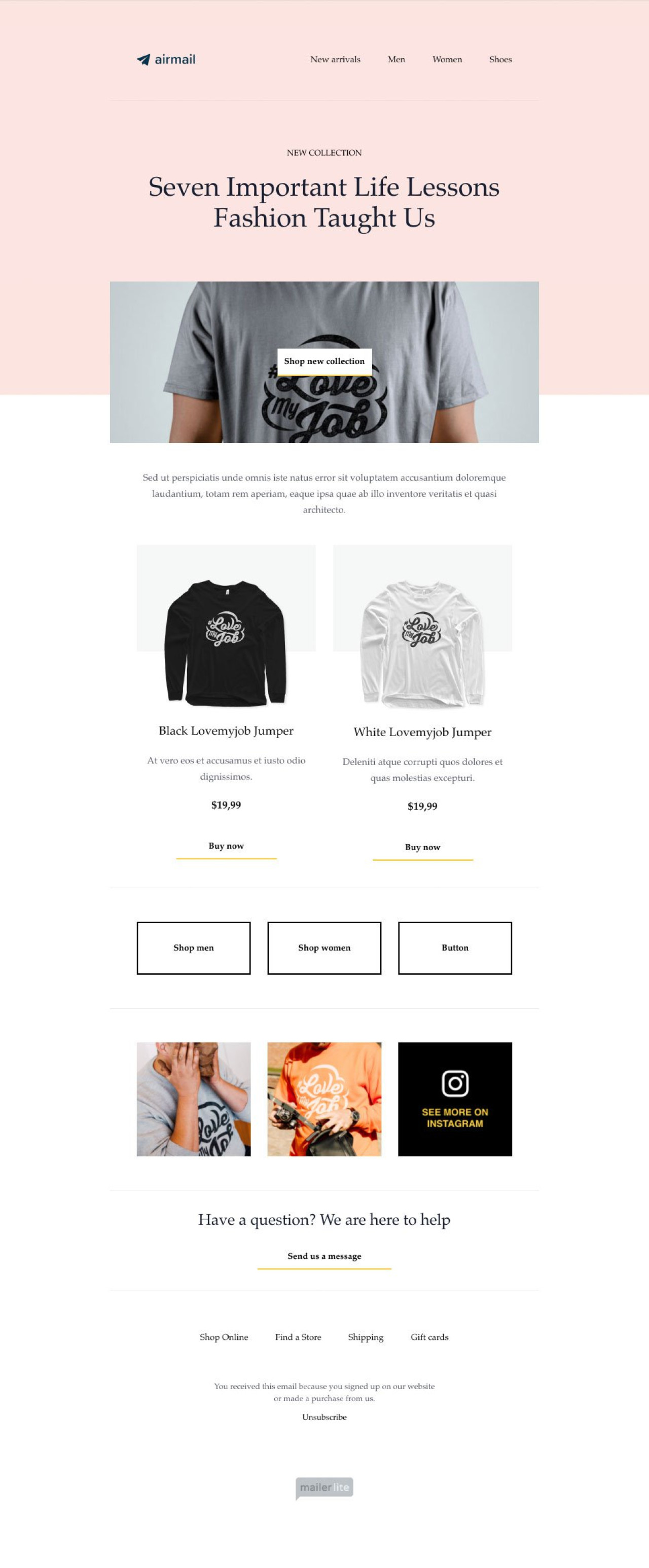 E-commerce #1 example - Made with MailerLite
