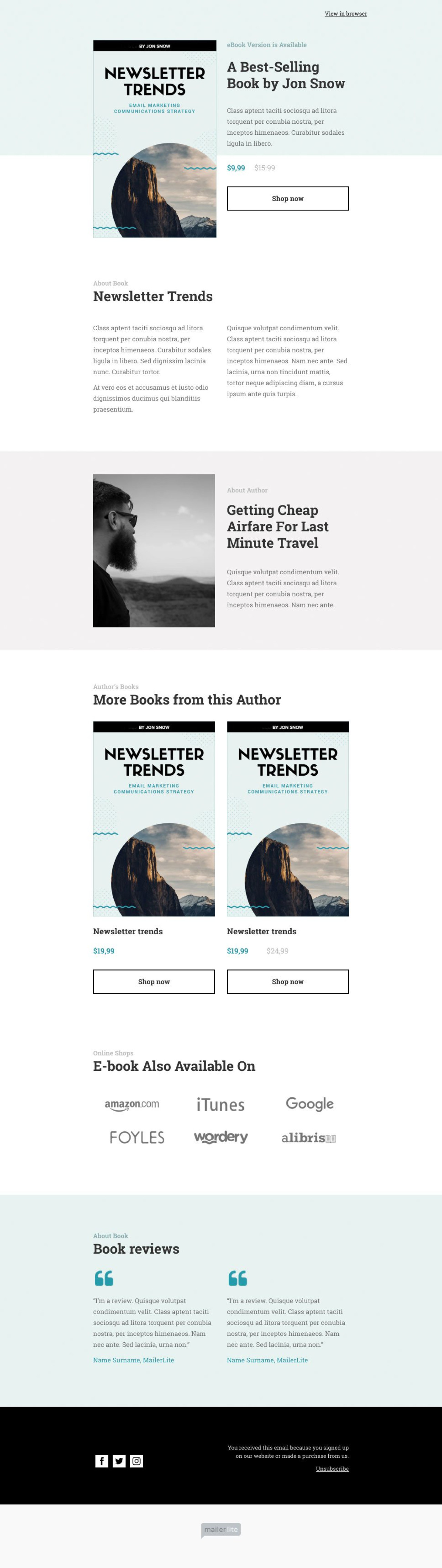 Featured Book & Author Info example - Made with MailerLite