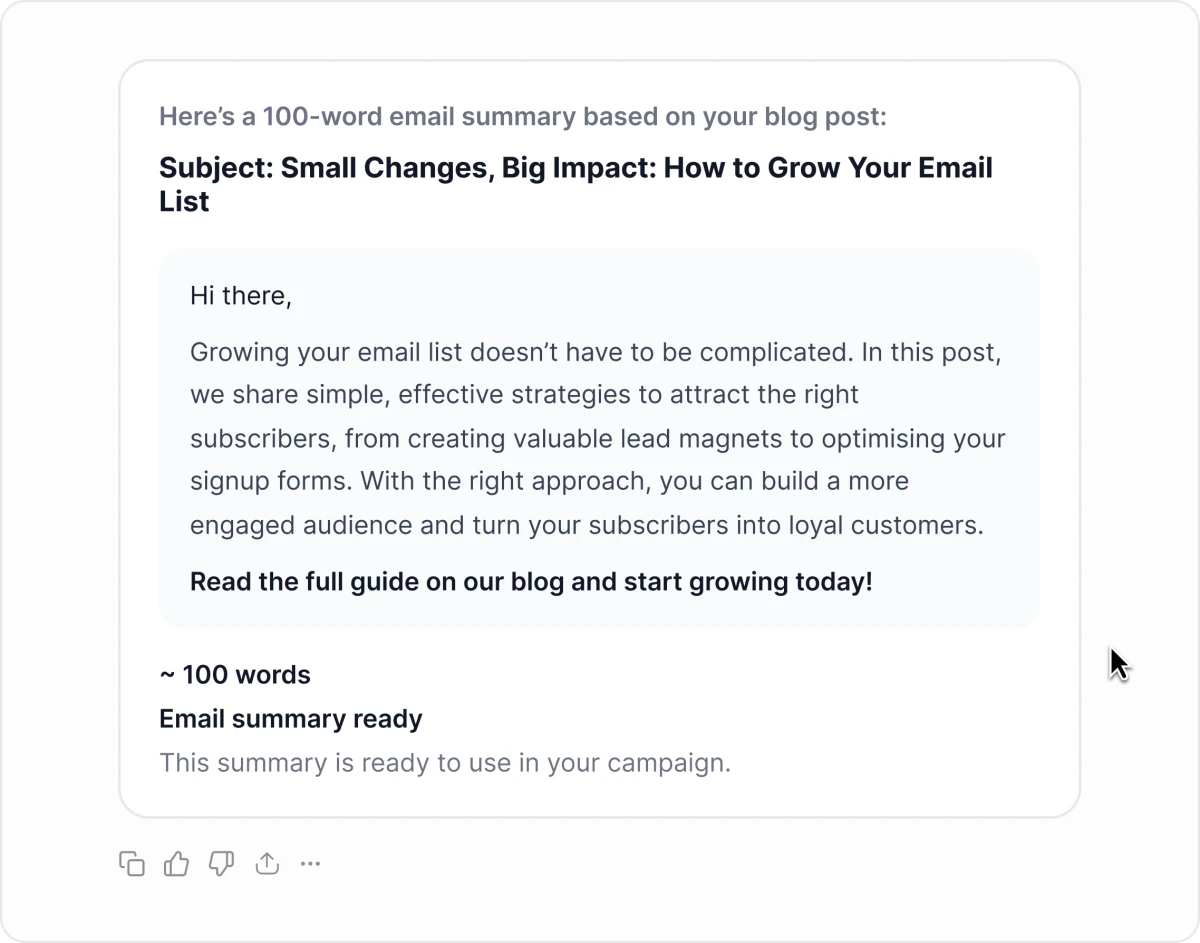 Turn the blog post below into a 100 word email summary.