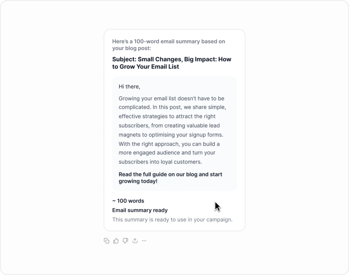 Turn the blog post below into a 100 word email summary.