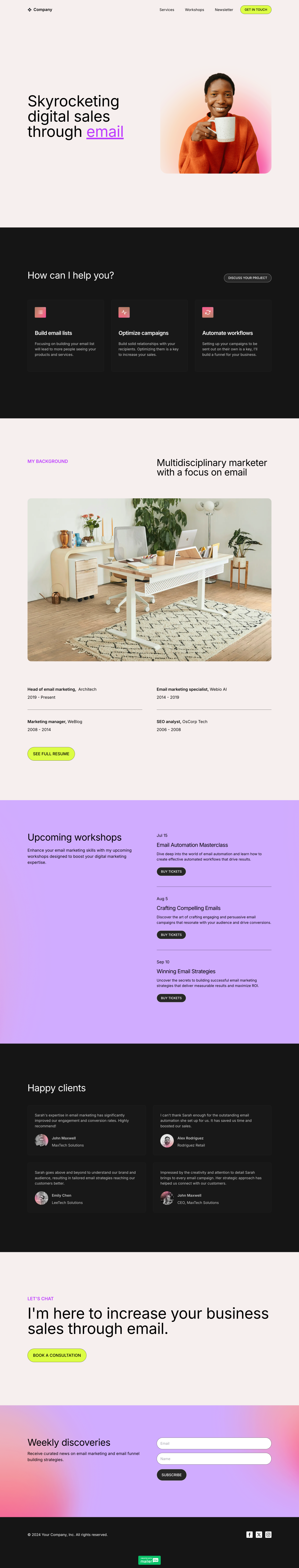 experto(a) en email marketing plantilla creada por MailerLite