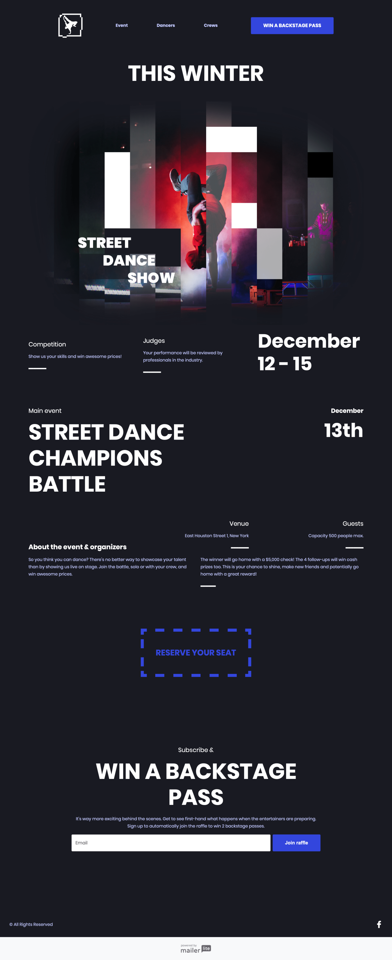 Dance event template - Made by MailerLite