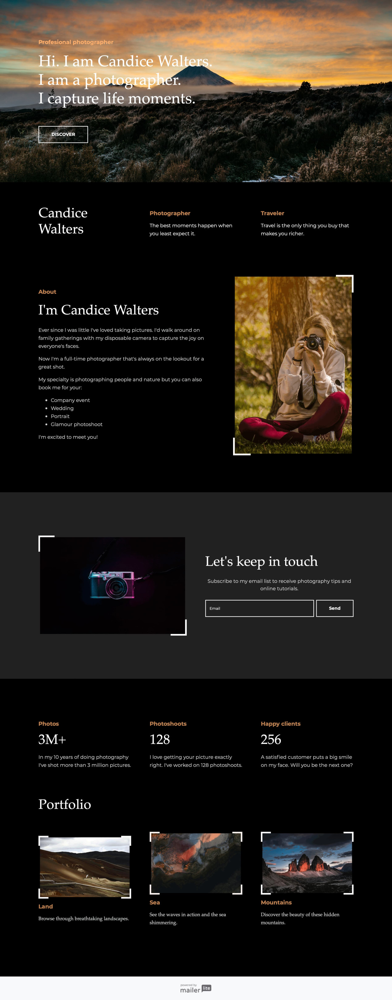 Photography template - Made by MailerLite