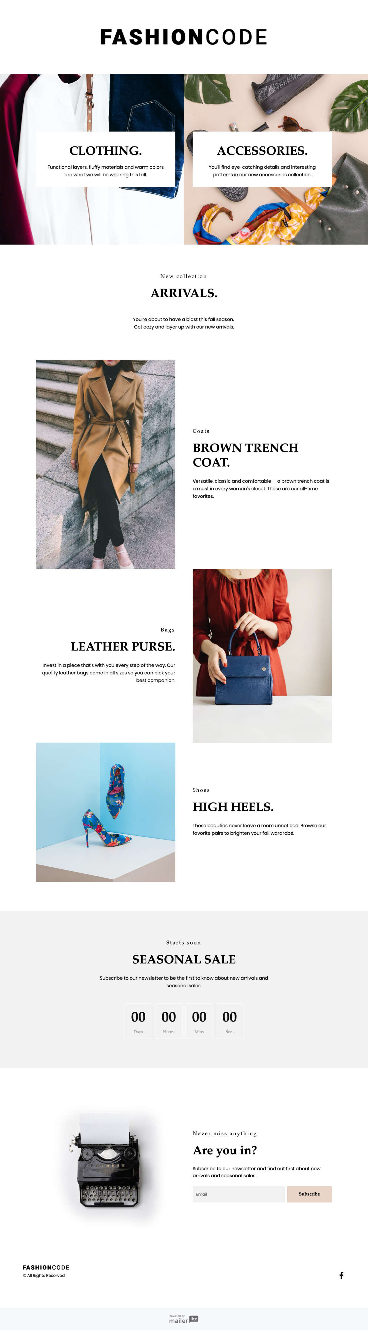 Fashion shop template - Made by MailerLite