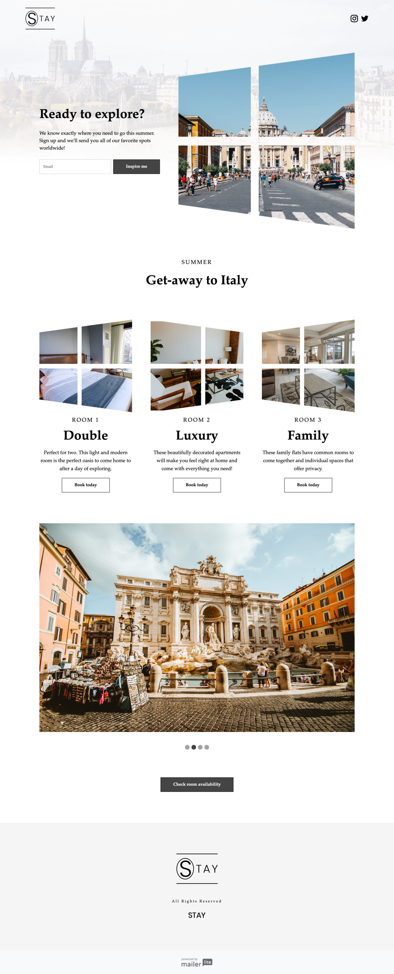 Accommodation template - Made by MailerLite
