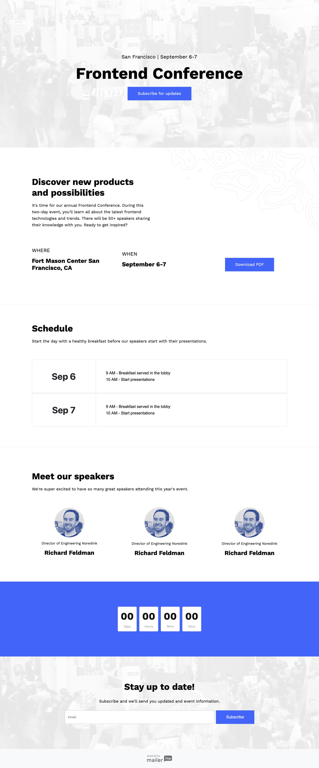 Conference invite template - Made by MailerLite