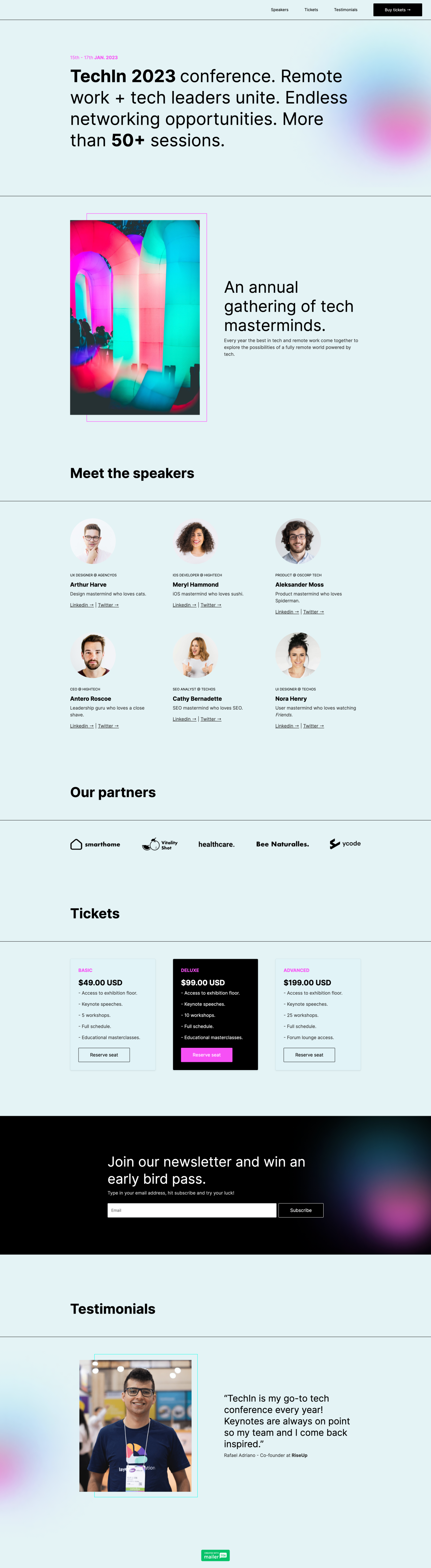 Tech conference template - Made by MailerLite