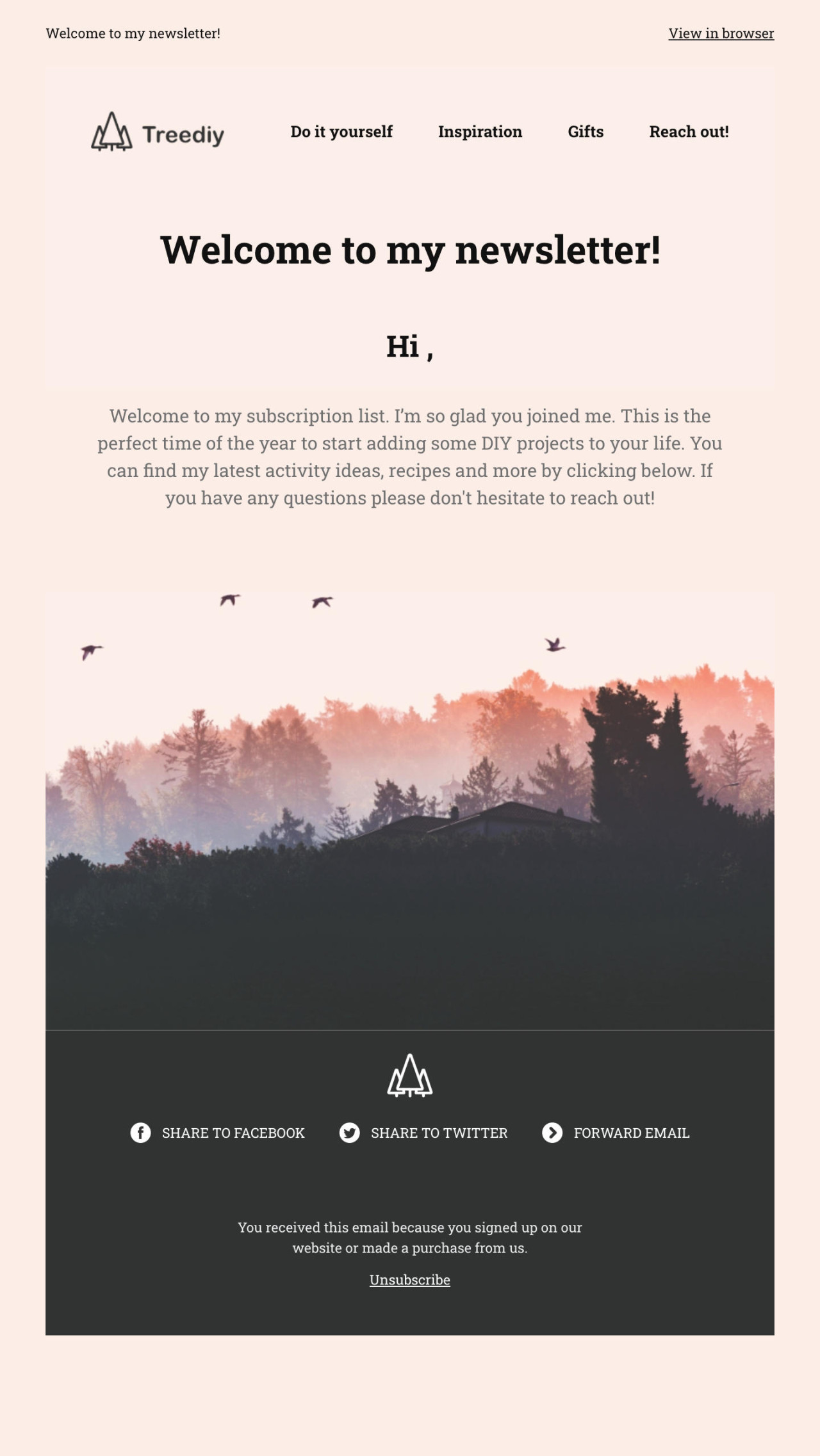 Autumn welcome email template - Made by MailerLite