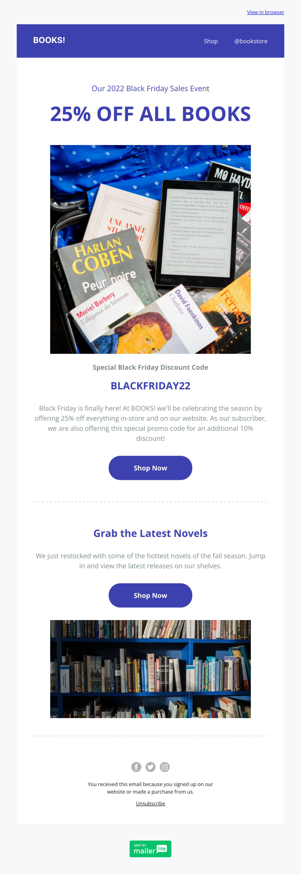 Black Friday book sale template - Made by MailerLite