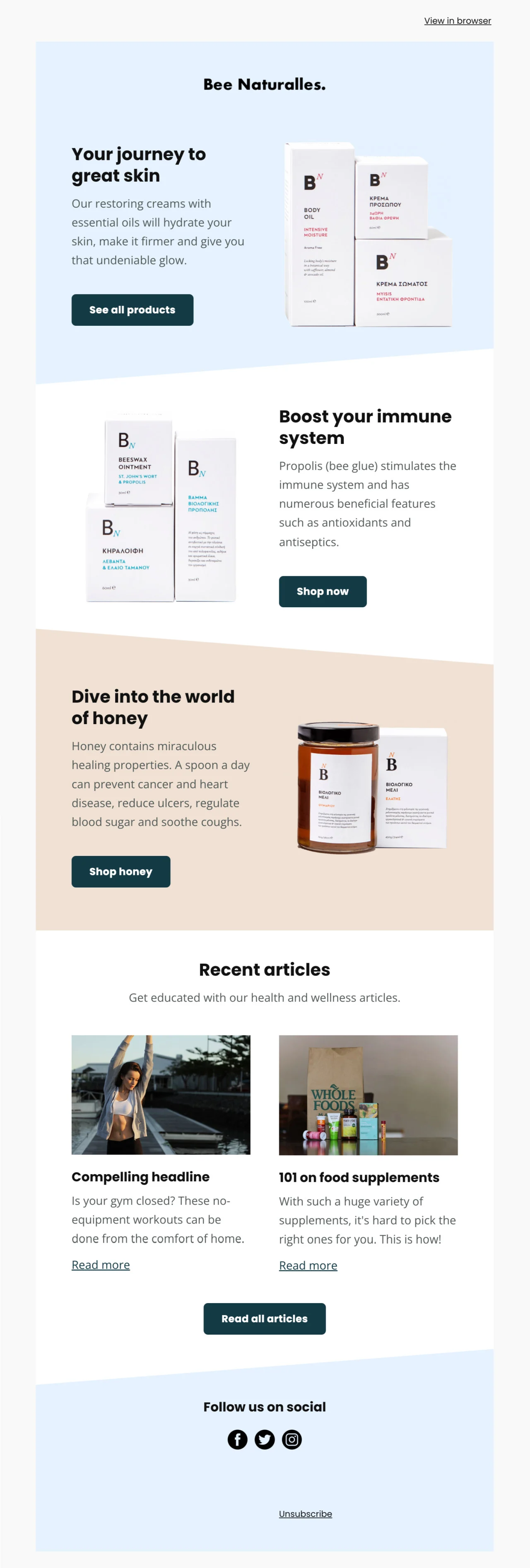 Body care & lifestyle template - Made by MailerLite